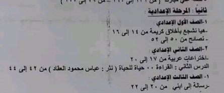 الدروس المقررة للإطلاع فقط مادة اللغة العربية للصف الثالث الاعدادي